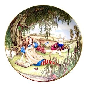 Alice in Wonderland Plate, Sandy Nightingale, Limoges, France, White Rabbit.